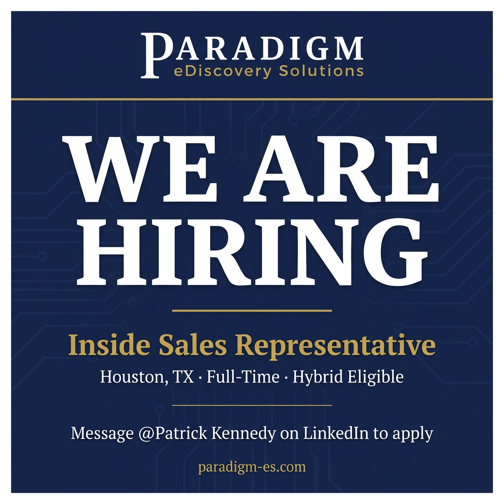 Paradigm eDiscovery Solutions is Hiring Inside Sales Representatives